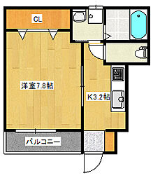 広島電鉄8系統 舟入幸町駅 徒歩8分の賃貸アパート 1階1Kの間取り