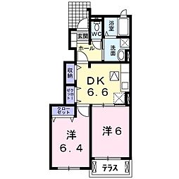 JR山陽本線 瀬野駅 徒歩8分の賃貸アパート 1階2DKの間取り