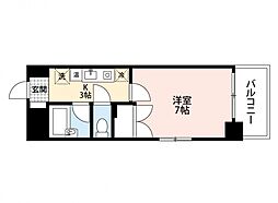 JR山陽本線 横川駅 徒歩3分の賃貸マンション 11階1Kの間取り