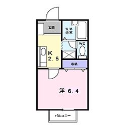 JR山陽本線 向洋駅 徒歩34分の賃貸アパート 2階1Kの間取り