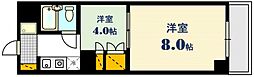 JR山陽本線 横川駅 徒歩7分の賃貸マンション 8階1DKの間取り