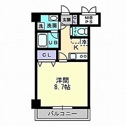 広島電鉄1系統 日赤病院前駅 徒歩10分の賃貸マンション 3階1Kの間取り