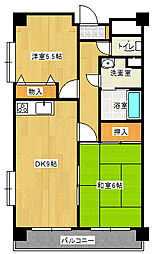 JR可部線 安芸長束駅 徒歩16分の賃貸マンション 3階2LDKの間取り