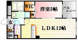 JR可部線 古市橋駅 徒歩9分の賃貸マンション 3階1LDKの間取り