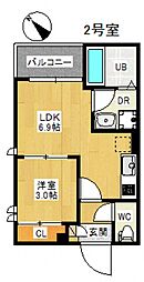 広島電鉄8系統 舟入南駅 徒歩5分の賃貸アパート 3階1DKの間取り