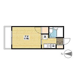 広島電鉄8系統 江波駅 徒歩6分の賃貸アパート 2階1Kの間取り