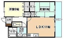 広島高速交通アストラムライン 上安駅 徒歩5分の賃貸マンション 3階2LDKの間取り