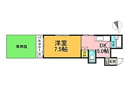 広島電鉄2系統 小網町駅 徒歩1分の賃貸マンション 1階1DKの間取り