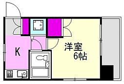 広島電鉄2系統 小網町駅 徒歩3分の賃貸マンション 3階1Kの間取り