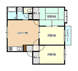 JR可部線 安芸長束駅 徒歩12分の賃貸アパート 2階3LDKの間取り