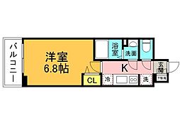 広島電鉄1系統 日赤病院前駅 徒歩7分の賃貸マンション 13階1Kの間取り