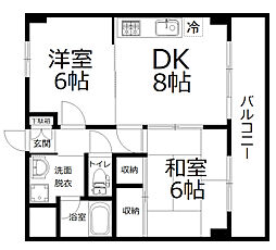 広島電鉄8系統 舟入川口町駅 徒歩14分の賃貸マンション 2階2DKの間取り