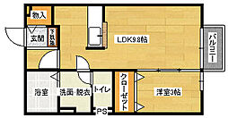 広島高速交通アストラムライン 古市駅 徒歩10分の賃貸アパート 2階1LDKの間取り