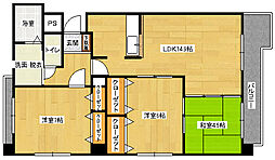 JR可部線 大町駅 徒歩8分の賃貸マンション 5階3LDKの間取り
