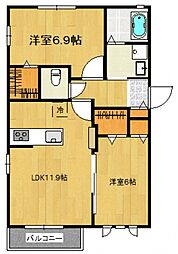 広島電鉄宮島線 草津駅 徒歩9分の賃貸アパート 2階2LDKの間取り