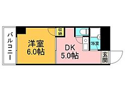 広島電鉄5系統 比治山下駅 徒歩12分の賃貸マンション 5階1DKの間取り