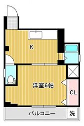 JR山陽本線 横川駅 徒歩5分の賃貸マンション 5階1Kの間取り