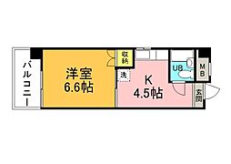 広島電鉄8系統 舟入幸町駅 徒歩5分の賃貸マンション 5階1Kの間取り