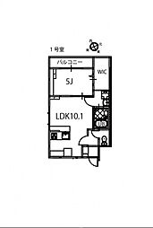 広島電鉄8系統 舟入南駅 徒歩4分の賃貸アパート 2階1LDKの間取り