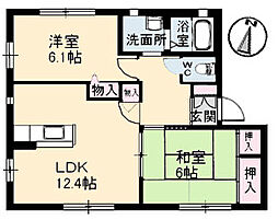 広島高速交通アストラムライン 中筋駅 徒歩7分の賃貸アパート 1階2LDKの間取り