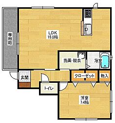 JR可部線 梅林駅 徒歩6分の賃貸アパート 1階1LDKの間取り