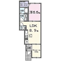JR山陽本線 安芸中野駅 徒歩12分の賃貸アパート 1階1LDKの間取り