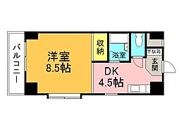 広島電鉄9系統 白島駅 徒歩13分の賃貸マンション 5階1DKの間取り