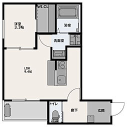 広島電鉄8系統 江波駅 徒歩17分の賃貸アパート 2階1LDKの間取り
