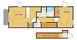 広島電鉄宮島線 草津駅 徒歩10分の賃貸アパート 2階1LDKの間取り