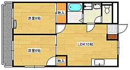 広島電鉄宮島線 東高須駅 徒歩1分の賃貸マンション 3階2LDKの間取り