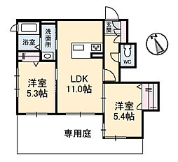 JR芸備線 安芸矢口駅 徒歩18分の賃貸アパート 1階2LDKの間取り