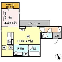 JR山陽本線 海田市駅 徒歩14分の賃貸アパート 1階1LDKの間取り