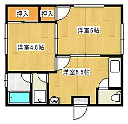 広島高速交通アストラムライン 中筋駅 徒歩4分の賃貸アパート 1階2DKの間取り
