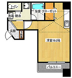 広島電鉄2系統 稲荷町駅 徒歩3分の賃貸マンション 4階ワンルームの間取り