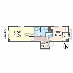 JR可部線 下祇園駅 徒歩3分の賃貸マンション 2階1LDKの間取り