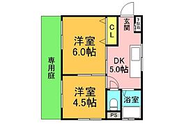 広島電鉄2系統 観音町駅 徒歩2分の賃貸マンション 1階2DKの間取り