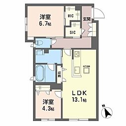 広島高速交通アストラムライン 大町駅 徒歩7分の賃貸マンション 1階2LDKの間取り