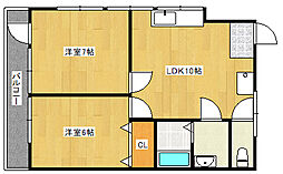 広島電鉄8系統 舟入南駅 徒歩13分の賃貸マンション 3階2LDKの間取り
