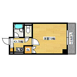 広島電鉄1系統 宇品3丁目駅 徒歩19分の賃貸マンション 4階1Kの間取り