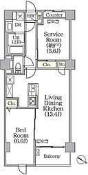 プライムガーデン赤塚 4階1SLDKの間取り