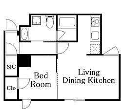 Decor　Blocco　Oyama　Due 3階1LDKの間取り