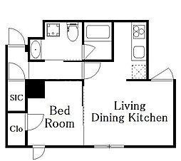 Decor　Blocco　Oyama　Due 2階1LDKの間取り