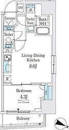プライムブリス板橋本町 4階1LDKの間取り