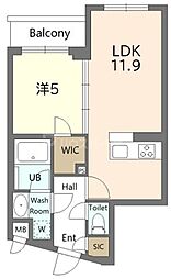 Alivis新江古田 1階1LDKの間取り