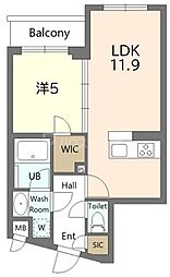 Alivis新江古田 2階1LDKの間取り