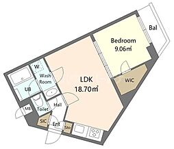 Alivis新江古田 1階1LDKの間取り
