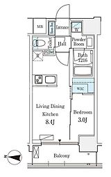 デュオフラッツ池袋 12階1LDKの間取り