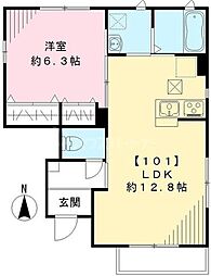 ジャルディーノA 1階1LDKの間取り