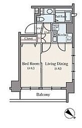 東池袋デュープレックスリズ 11階1DKの間取り