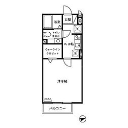 モナリエ平和台　II 2階1Kの間取り